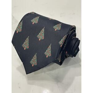 HOLIDAY HAND MADE SILK CHRISTMAS TREE TIE 60" LONG 4" WIDE